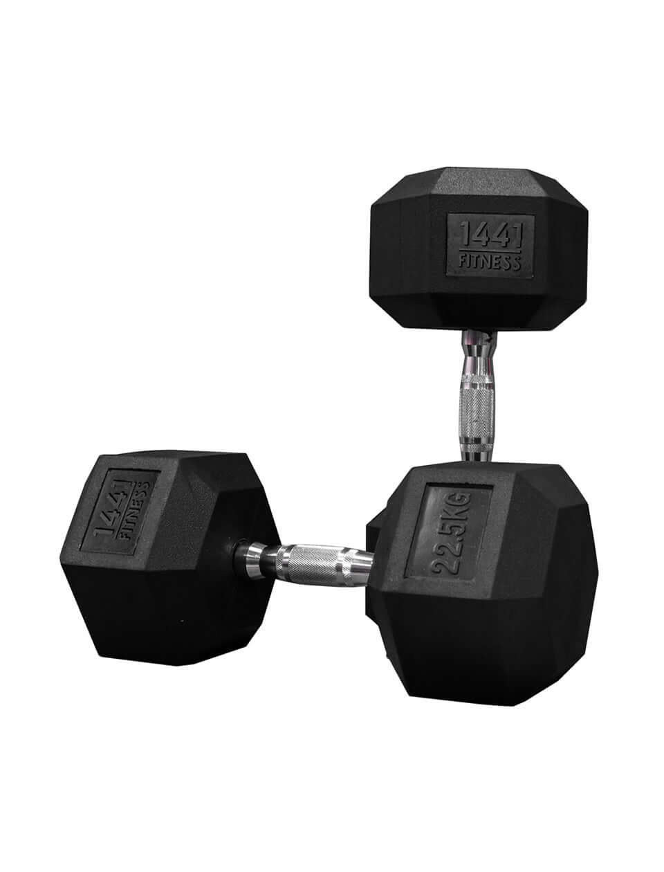 1441 Fitness - دمبل سداسي مطاطي (2.5 كجم - 50 كجم) - يباع في أزواج (قطعتان)