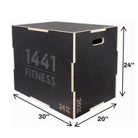 Thumbnail for 1441 Fitness - صندوق القفز الخشبي 3 في 1 - أسود غير لامع
