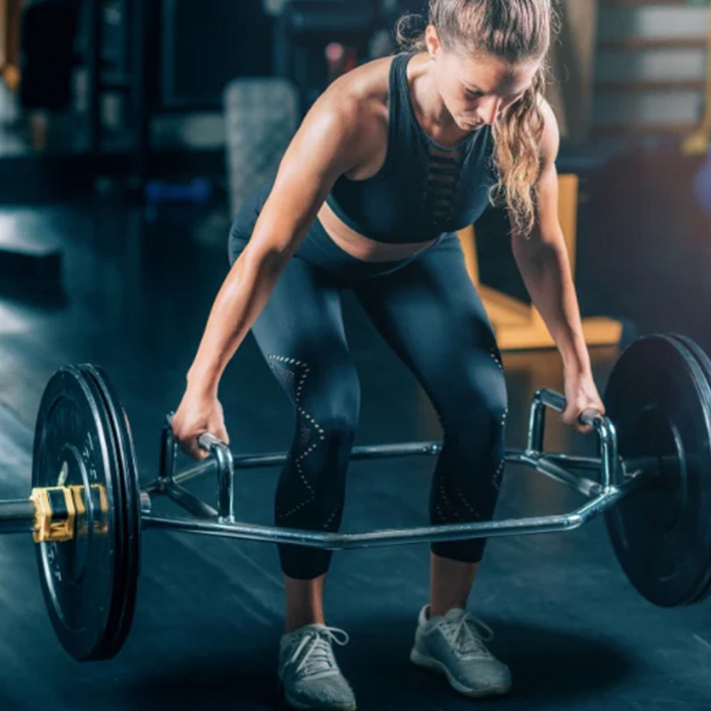 1441 Fitness - قضيب مصيدة سداسية / قضيب مصيدة مزرعة مع طوق - أسود غير لامع