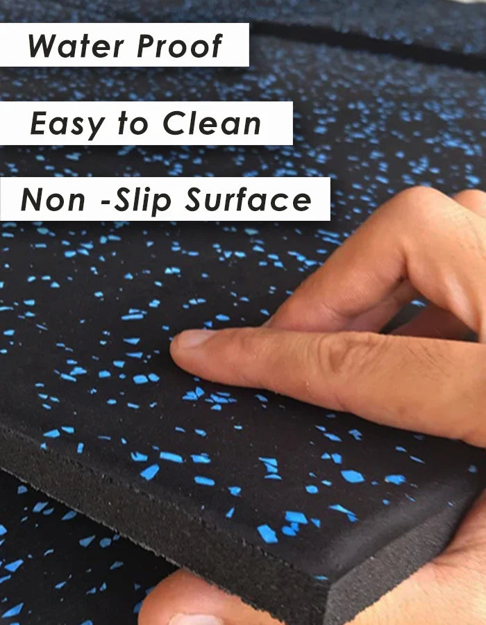 1441 Fitness Commercial Rubber Flooring for Gym 20 mm - 100 x 100 CM Speckled Blue