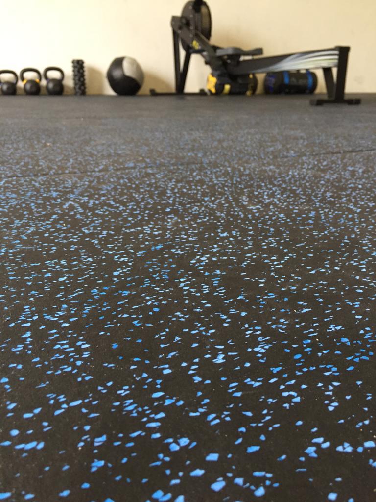 1441 Fitness Commercial Rubber Flooring for Gym 20 mm - 100 x 100 CM Speckled Blue