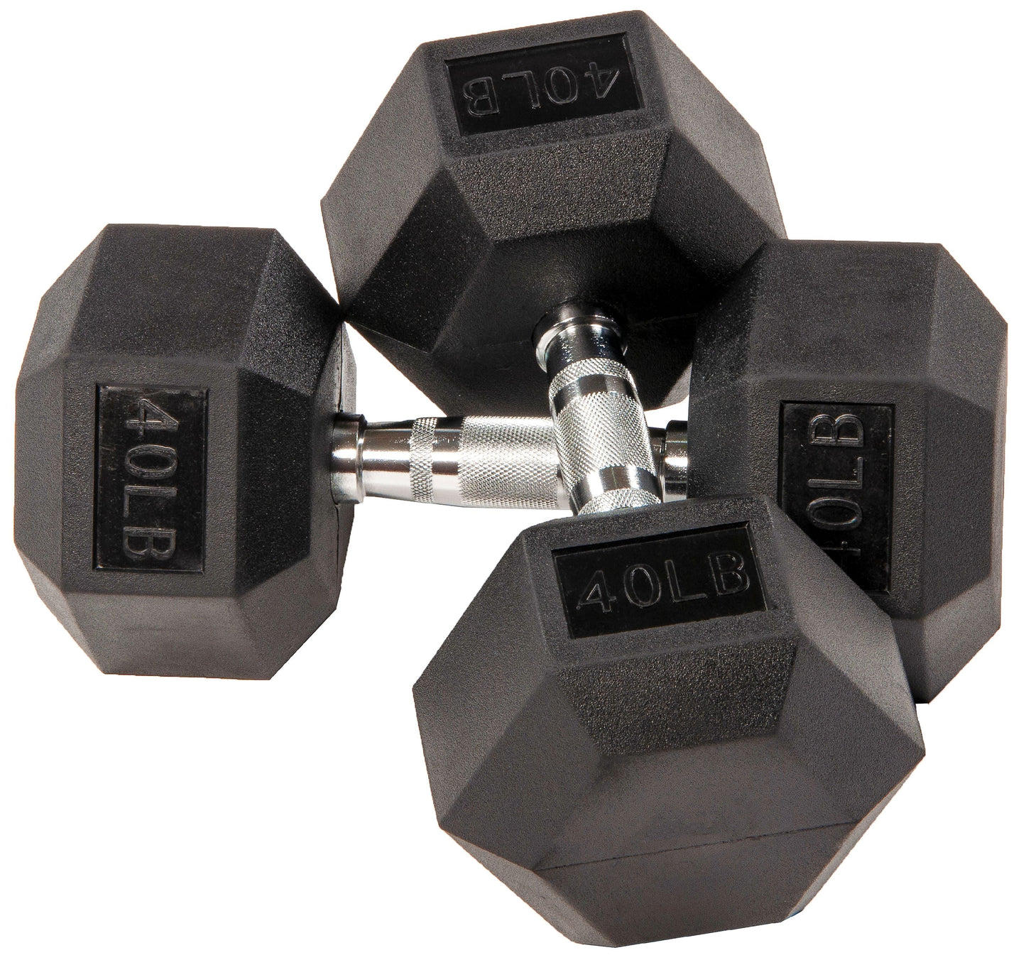 1441 Fitness Rubber Hex Dumbbells in Pounds 5 - 50 Lbs (Sold In Pair) | Weight in LBS | Tough & Durable | Chrome Plated Economical Handle