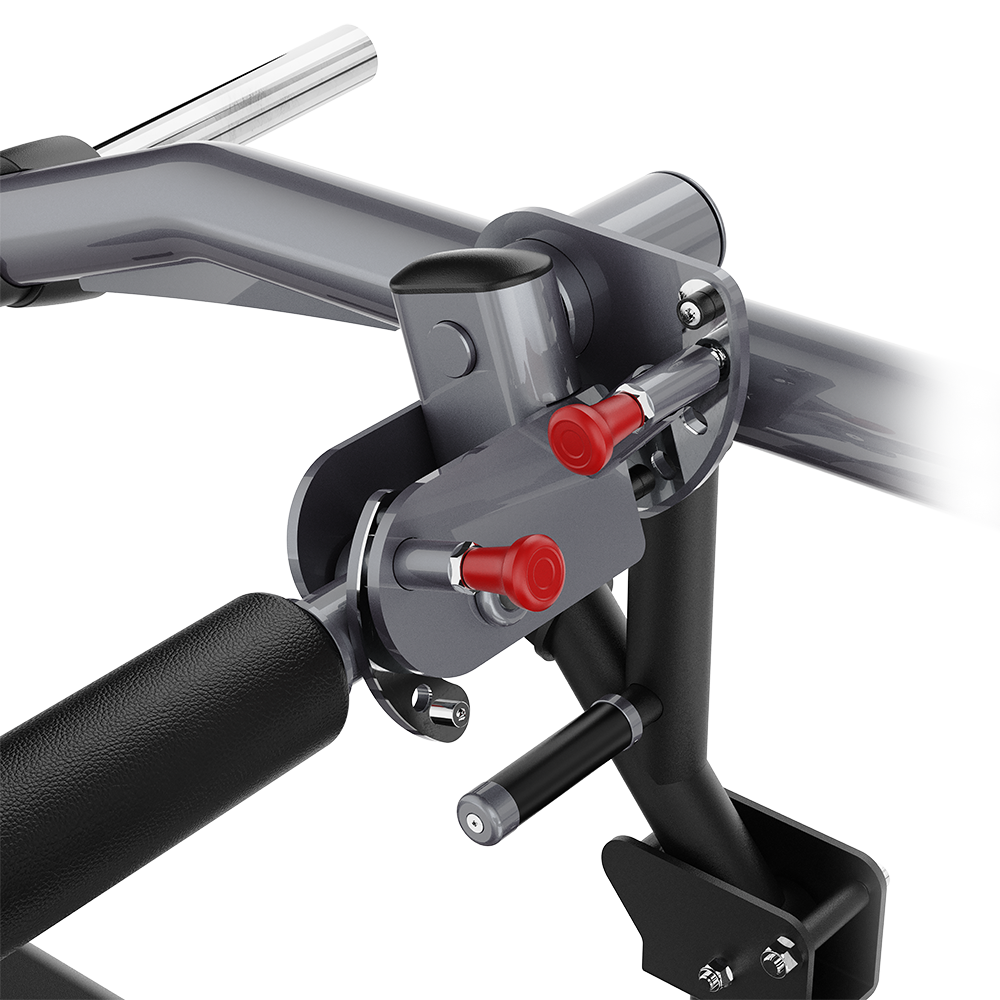 Close-up of a Insight Fitness Hip Thruster - SH031 with red adjustment knobs on a white background