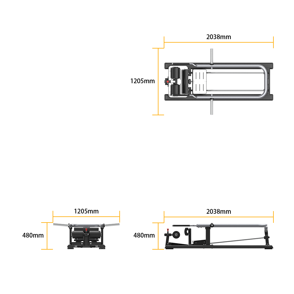 Measurement chart of a Insight Fitness Lunge - SH023 with dimensions labeled.