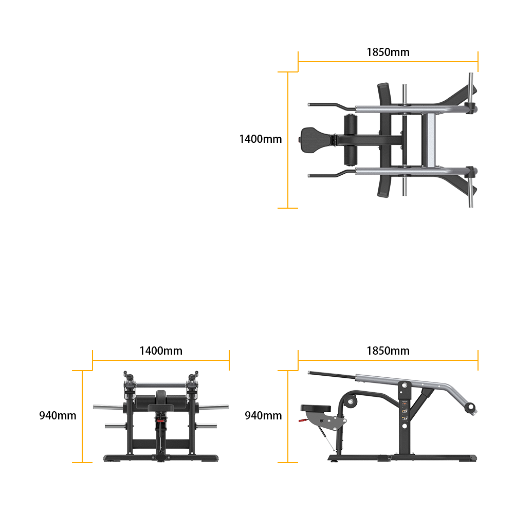 Dimensions of a Insight Fitness Triceps Curl - SH016 setup with measurement labels on a white background