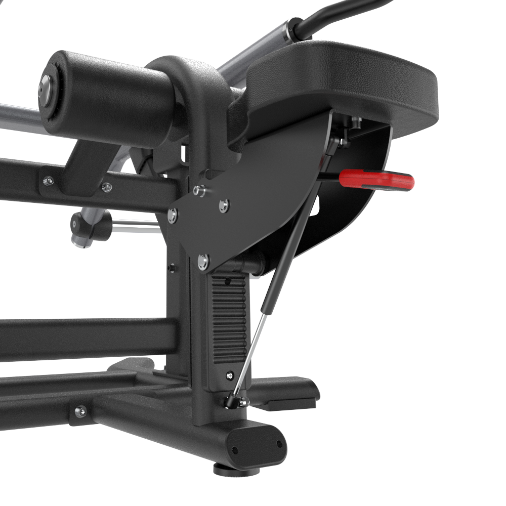 Close-up of a Insight Fitness Triceps Curl - SH016 with red accents on a white background