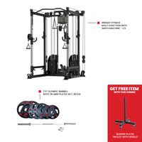 Thumbnail for Insight Fitness Multi Function with Squat Rack - C3 7 Ft Olympic Barbell with Tri Grip Plates Set | 80 kg