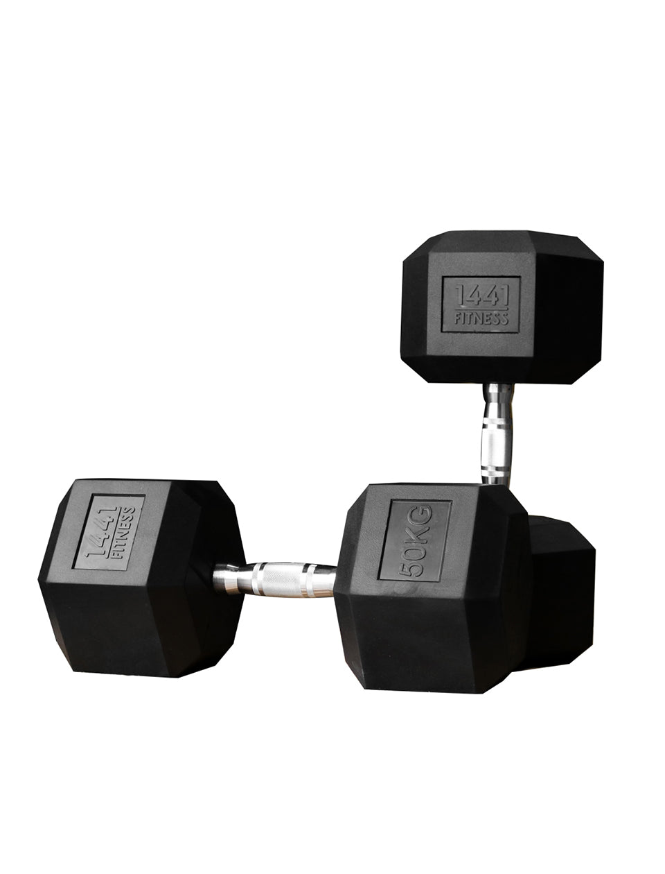 1441 Fitness - دمبل سداسي مطاطي (2.5 كجم - 50 كجم) - يباع في أزواج (قطعتان)