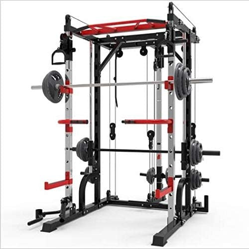 1441 Fitness - جهاز سميث ماشين المتعدّد الوظائف مع كابل متقاطع وسكوات راك - J009