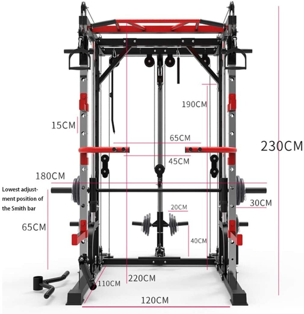 1441 Fitness - جهاز سميث ماشين المتعدّد الوظائف مع كابل متقاطع وسكوات راك - J009