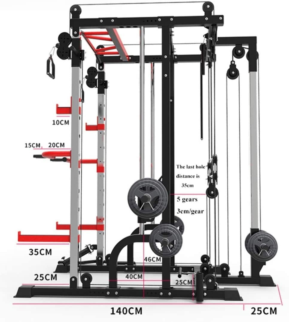 1441 Fitness - جهاز سميث ماشين المتعدّد الوظائف مع كابل متقاطع وسكوات راك - J009
