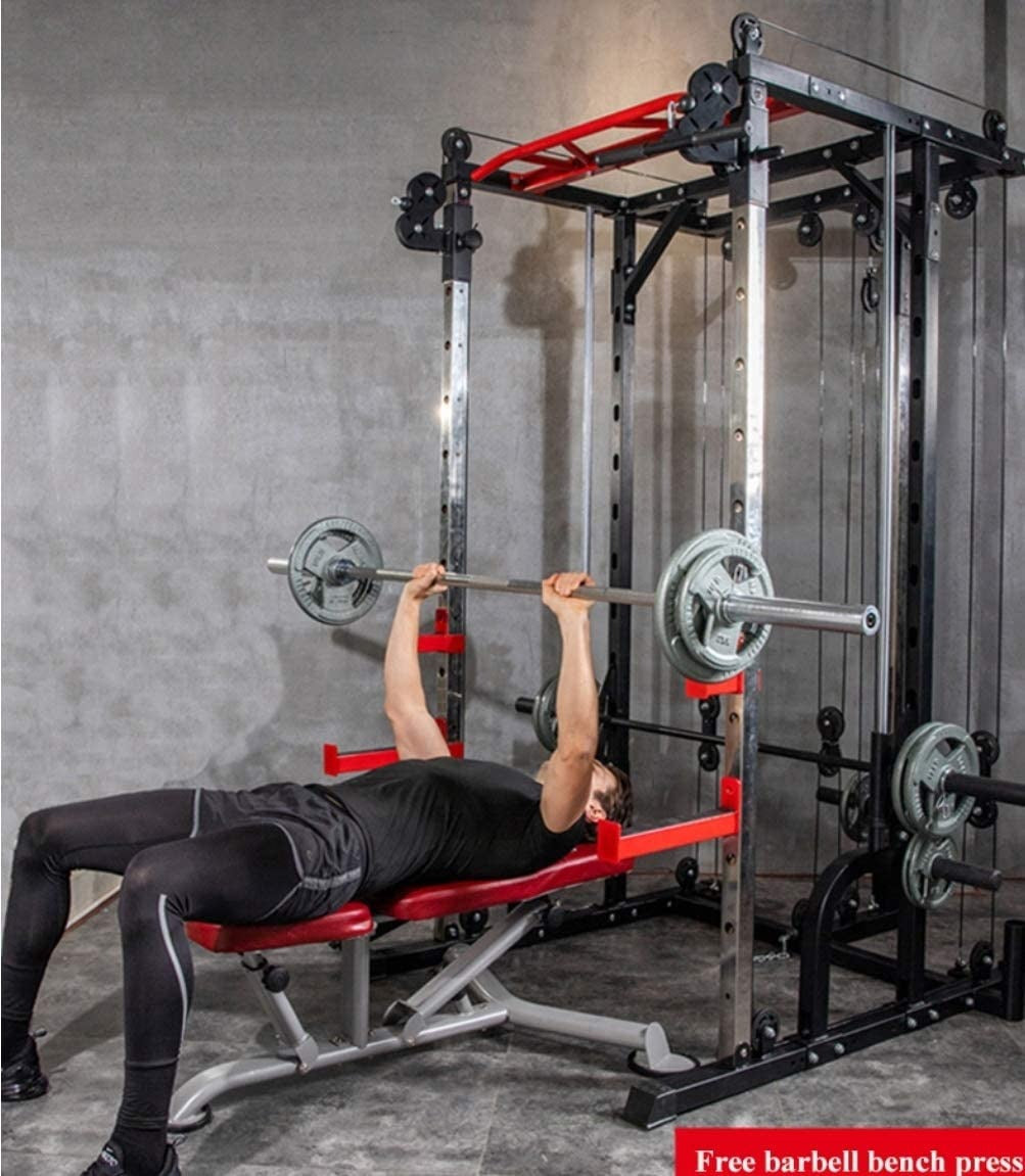 1441 Fitness - جهاز سميث ماشين المتعدّد الوظائف مع كابل متقاطع وسكوات راك - J009