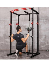 Thumbnail for 1441 Fitness - سكوات راك عالي التحمل وقفص طاقة مع بار سحب J008 - إطار باللون الرمادي