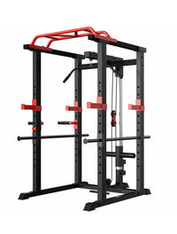 Thumbnail for 1441 Fitness - سكوات راك عالي التحمل وقفص طاقة مع بار سحب J008 - إطار باللون الرمادي