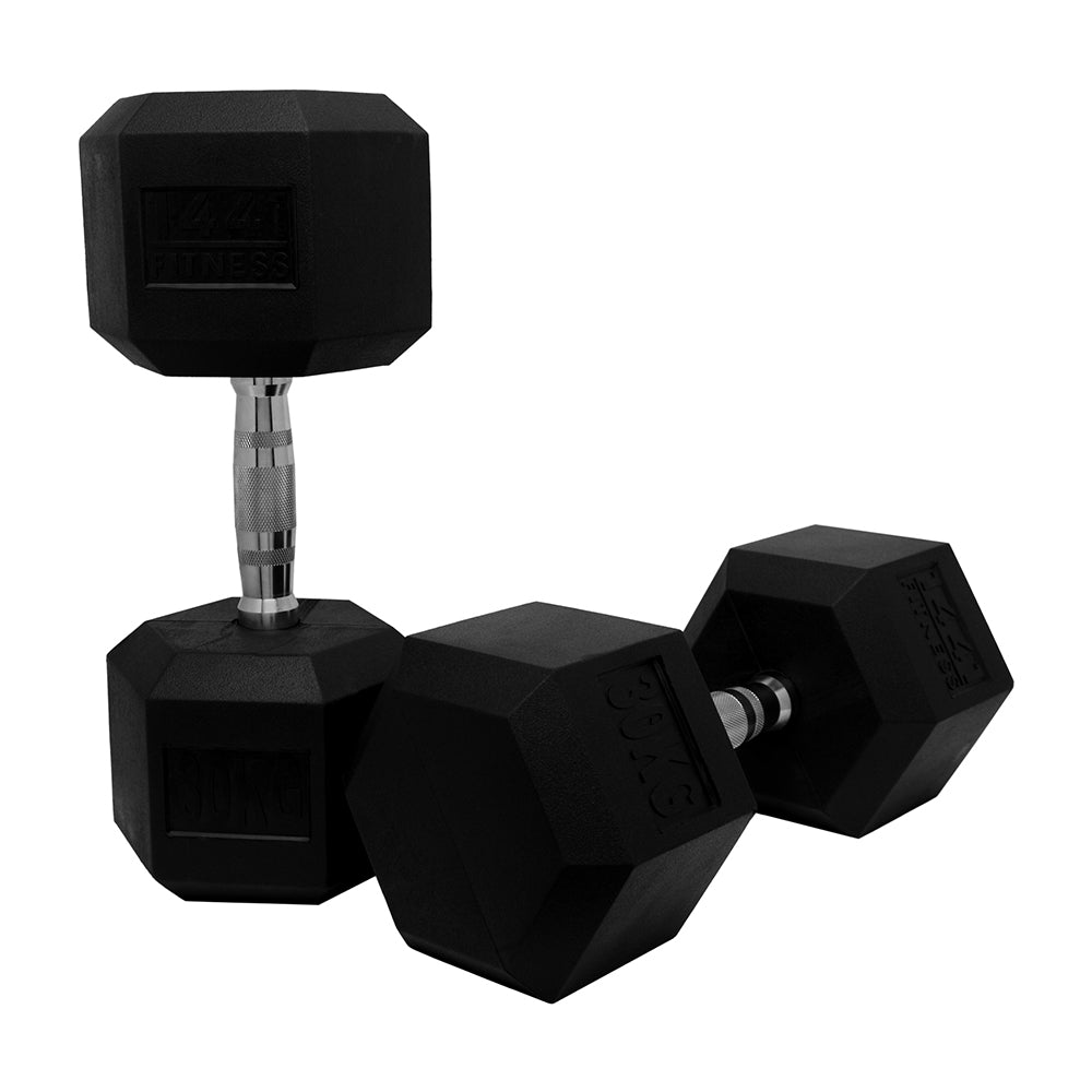 1441 Fitness - دمبل سداسي مطاطي (2.5 كجم - 50 كجم) - يباع في أزواج (قطعتان)