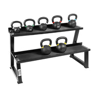 Thumbnail for 1441 Fitness - كيتل بيل مطلي بالمسحوق - من 4 كجم إلى 16 كجم - مجموعة مكونة من 7 قطع مع رف من طبقتين