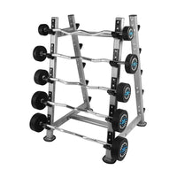 Thumbnail for 1441 Fitness - مجموعة باربل مموجة بوزن ثابت - من 10 كجم إلى 30 كجم (مجموعة من 5) مع رف
