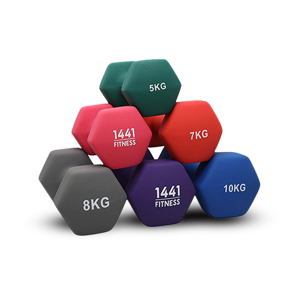 1441 Fitness - دمبل سداسي من النيوبرين بوزن من 1 إلى 10 كجم (يباع كزوج)