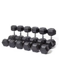 Thumbnail for 1441 Fitness - مجموعة دمبل سداسية مطاطية 2.5 - 50 كجم (20 زوجًا) - مجموعة 12