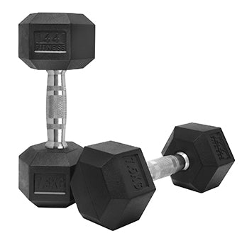 1441 Fitness - دمبل سداسي مطاطي (2.5 كجم - 50 كجم) - يباع في أزواج (قطعتان)