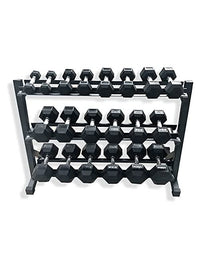 Thumbnail for 1441 Fitness - مجموعة دمبل سداسية - من 2.5 كجم إلى 25 كجم مع حامل دمبل ثلاثي الطبقات