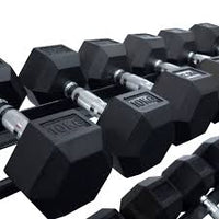 Thumbnail for 1441 Fitness - مجموعة دمبل سداسية - من 2.5 كجم إلى 25 كجم مع حامل دمبل ثلاثي الطبقات