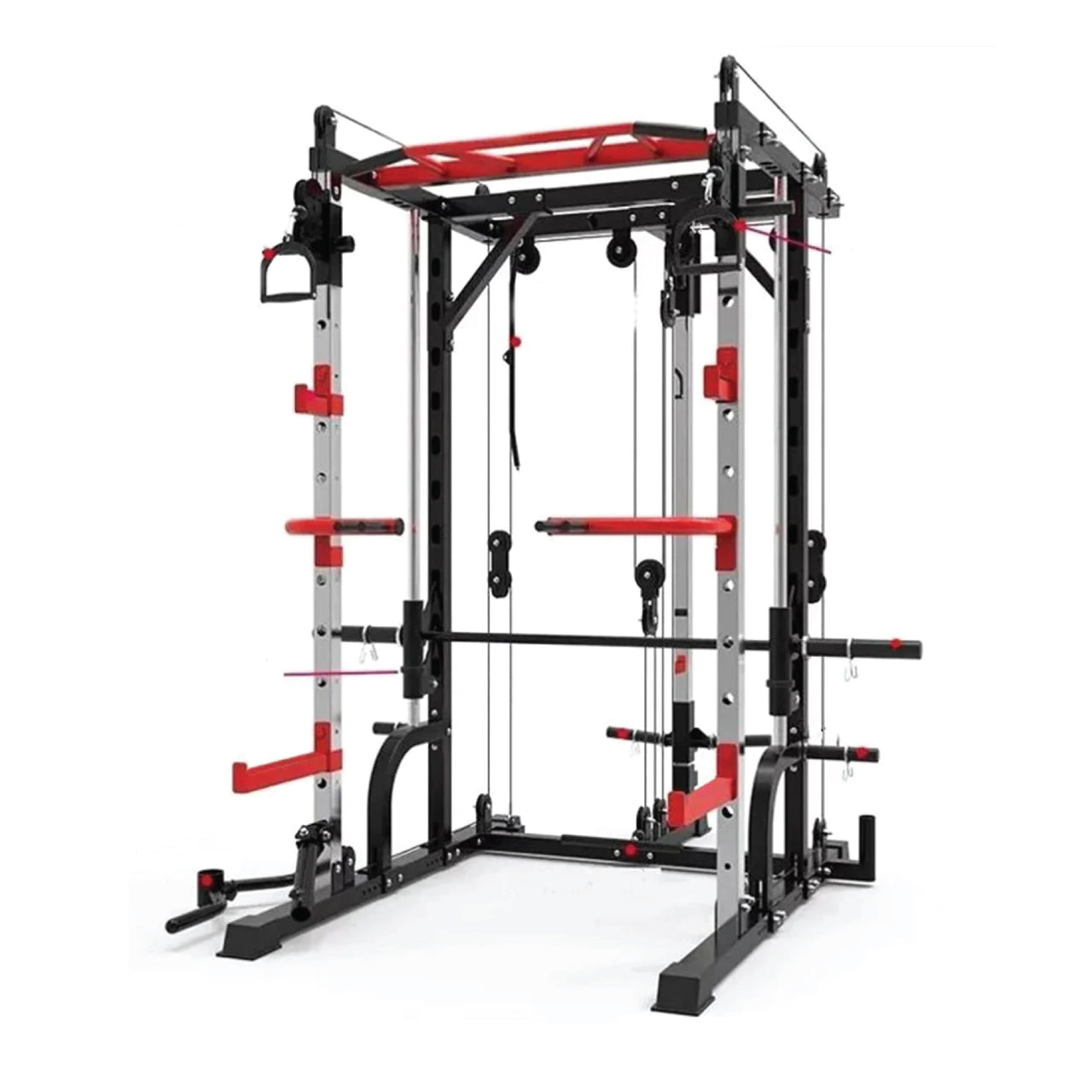 1441 Fitness - جهاز سميث ماشين المتعدّد الوظائف مع كابل متقاطع وسكوات راك - J009