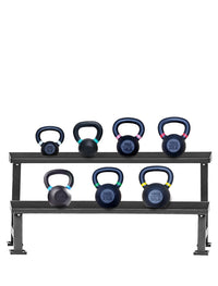 Thumbnail for 1441 Fitness - كيتل بيل مطلي بالمسحوق - من 4 كجم إلى 16 كجم - مجموعة مكونة من 7 قطع مع رف من طبقتين