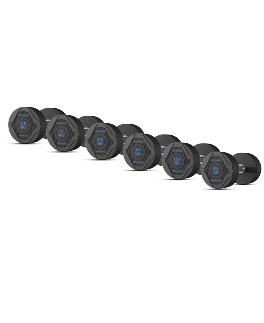 1441 Fitness PU Round Dumbbell Set - 2.5 Kg to 15 Kg