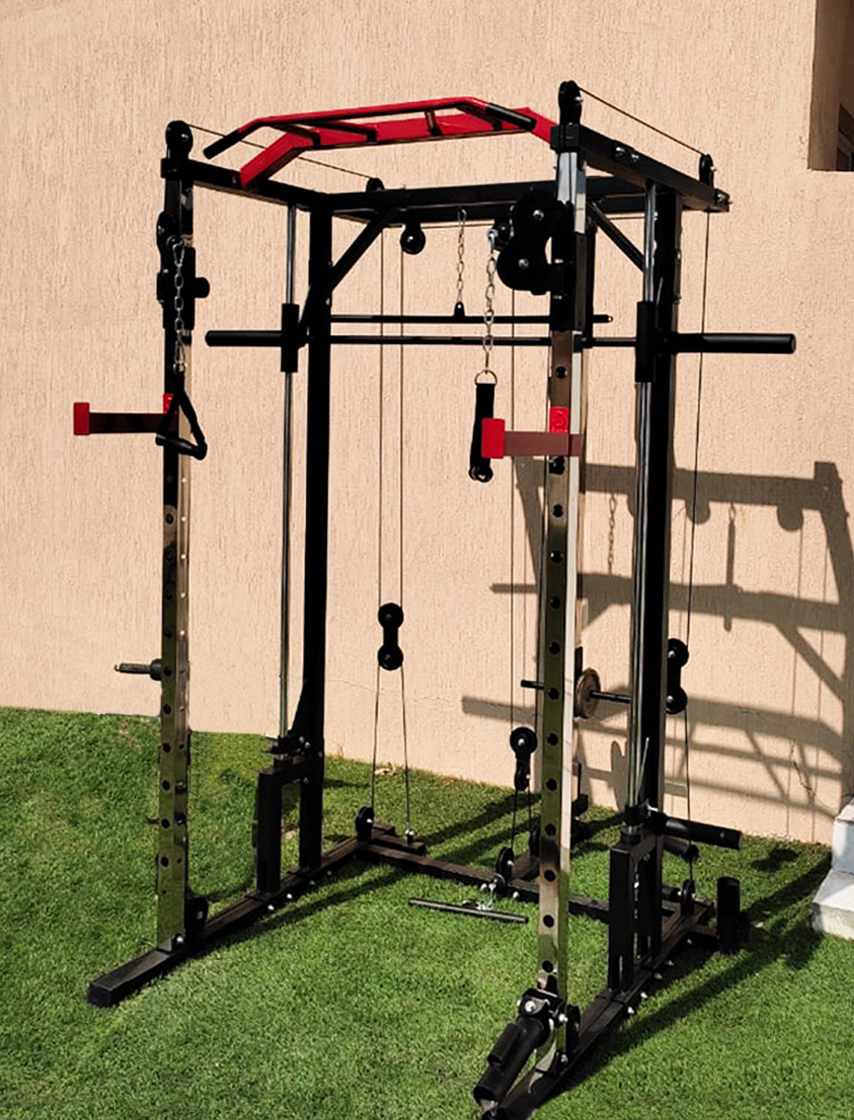 1441 Fitness - جهاز سميث ماشين المتعدّد الوظائف مع كابل متقاطع وسكوات راك - J009