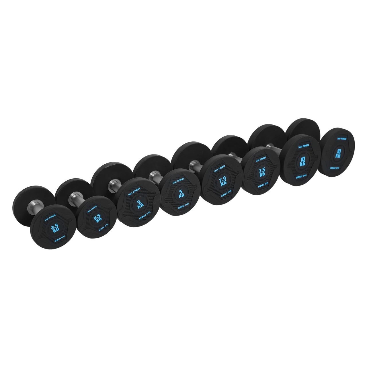 1441 Fitness PU Rubber Round Dumbbells Combo Set 2.5 - 10 kg (4 Pairs Set) 