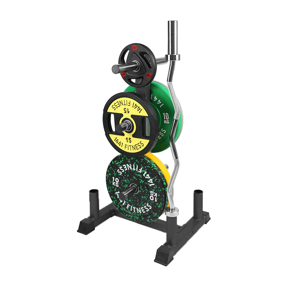 1441 Fitness Olympic Plate Tree with 4 Bar Holder1441 Fitness - شجرة الألواح الأولمبية مع حامل 4 قضبان