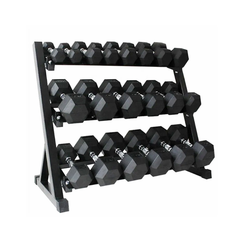 Hex Dumbbells Set - 2.5 Kg to 25 Kg Set with 3 Tier Rack - Bundle Offer
