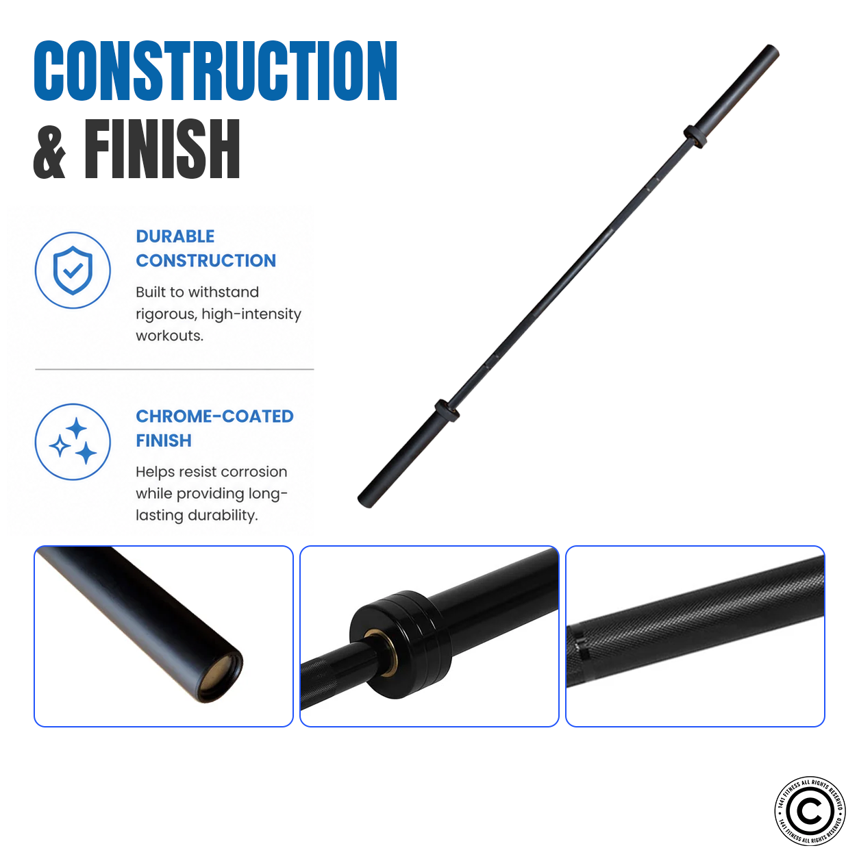 1441 Fitness 7 Ft Olympic Barbell with Collars - 20 Kg