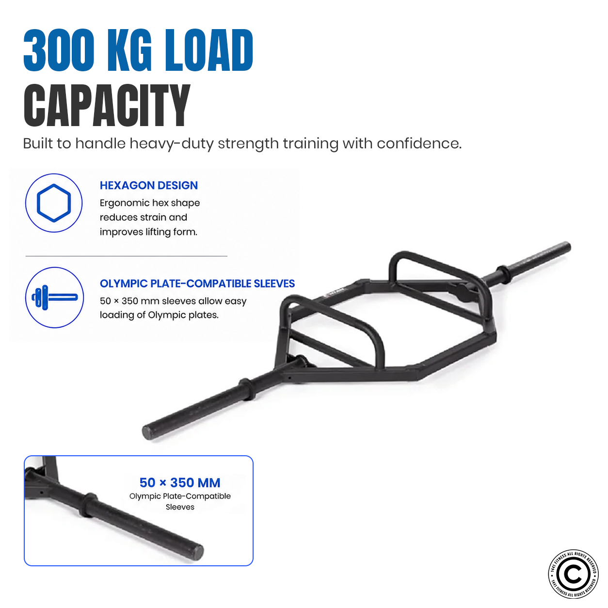 1441 Fitness Hex Trap Bar with Collars - Matt Black