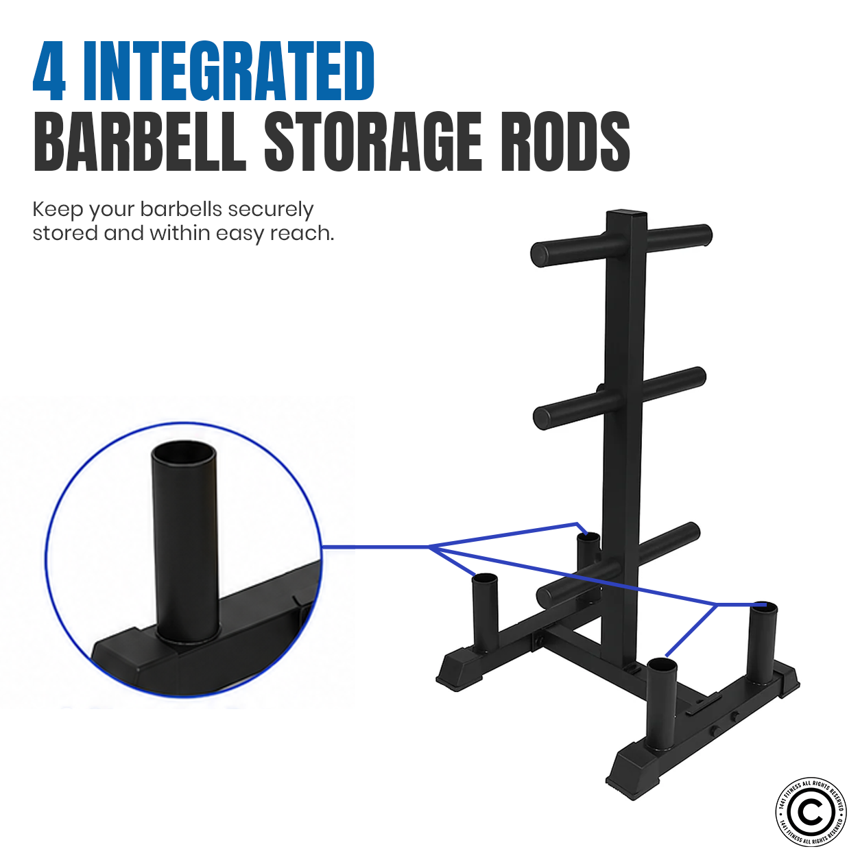 1441 Fitness Olympic Plate Tree with 4 Bar Holder1441 Fitness - شجرة الألواح الأولمبية مع حامل 4 قضبان