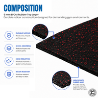 Thumbnail for 1441 Fitness Commercial Rubber Flooring for Gym 20 mm - 100 x 100 CM Speckled Red