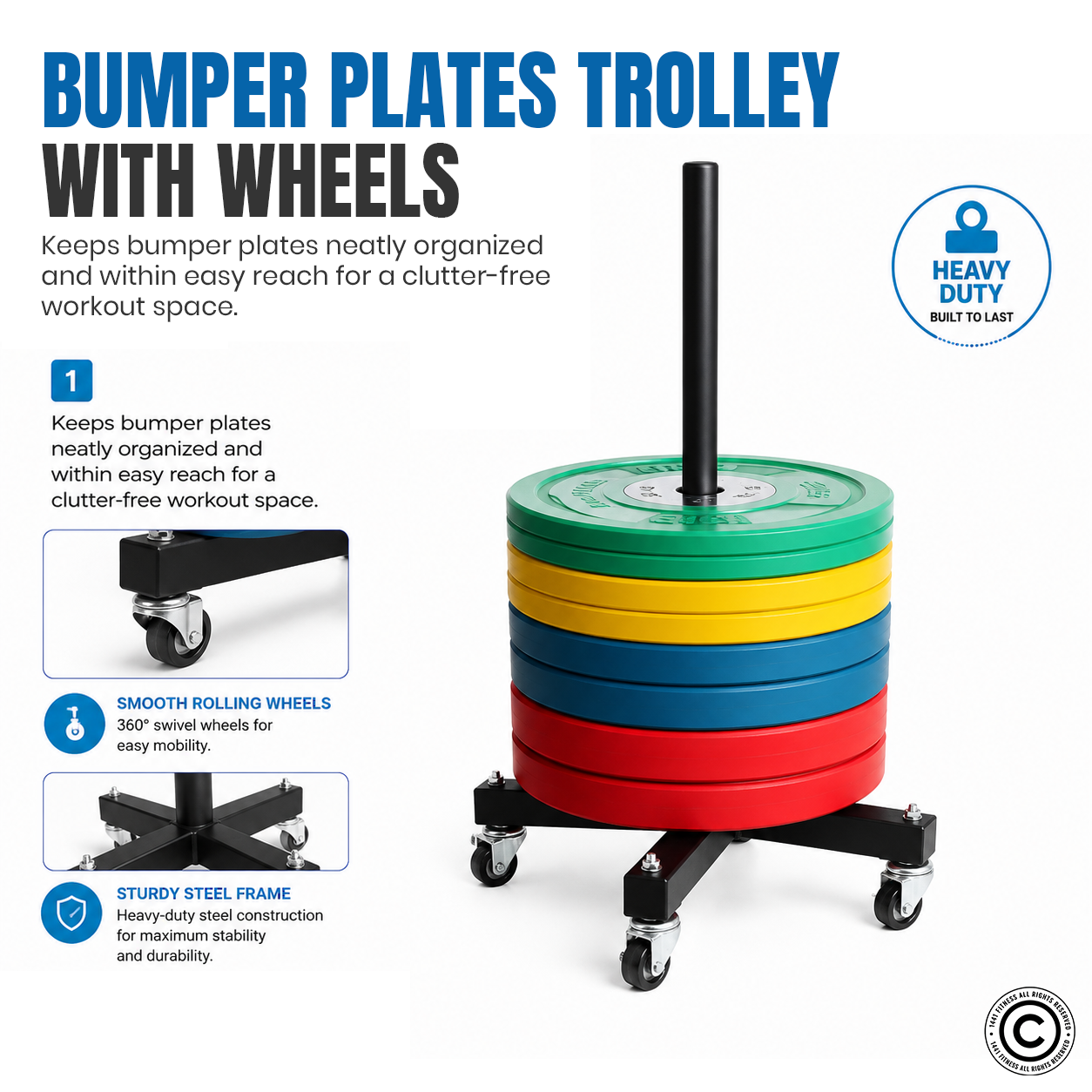 1441 Fitness Bumper Plates Trolley with Wheels