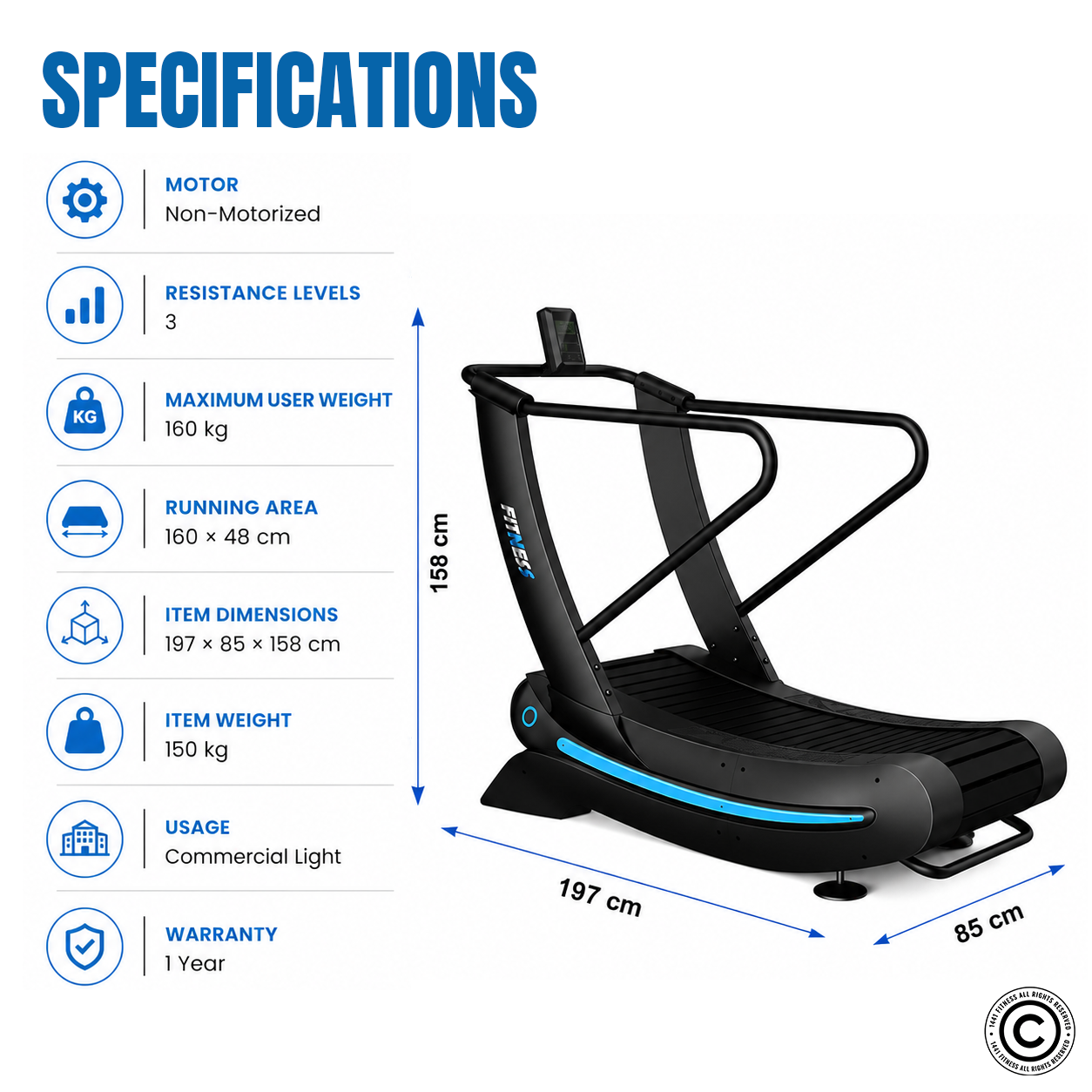 1441 Fitness Curved Treadmill - 41FLC90
