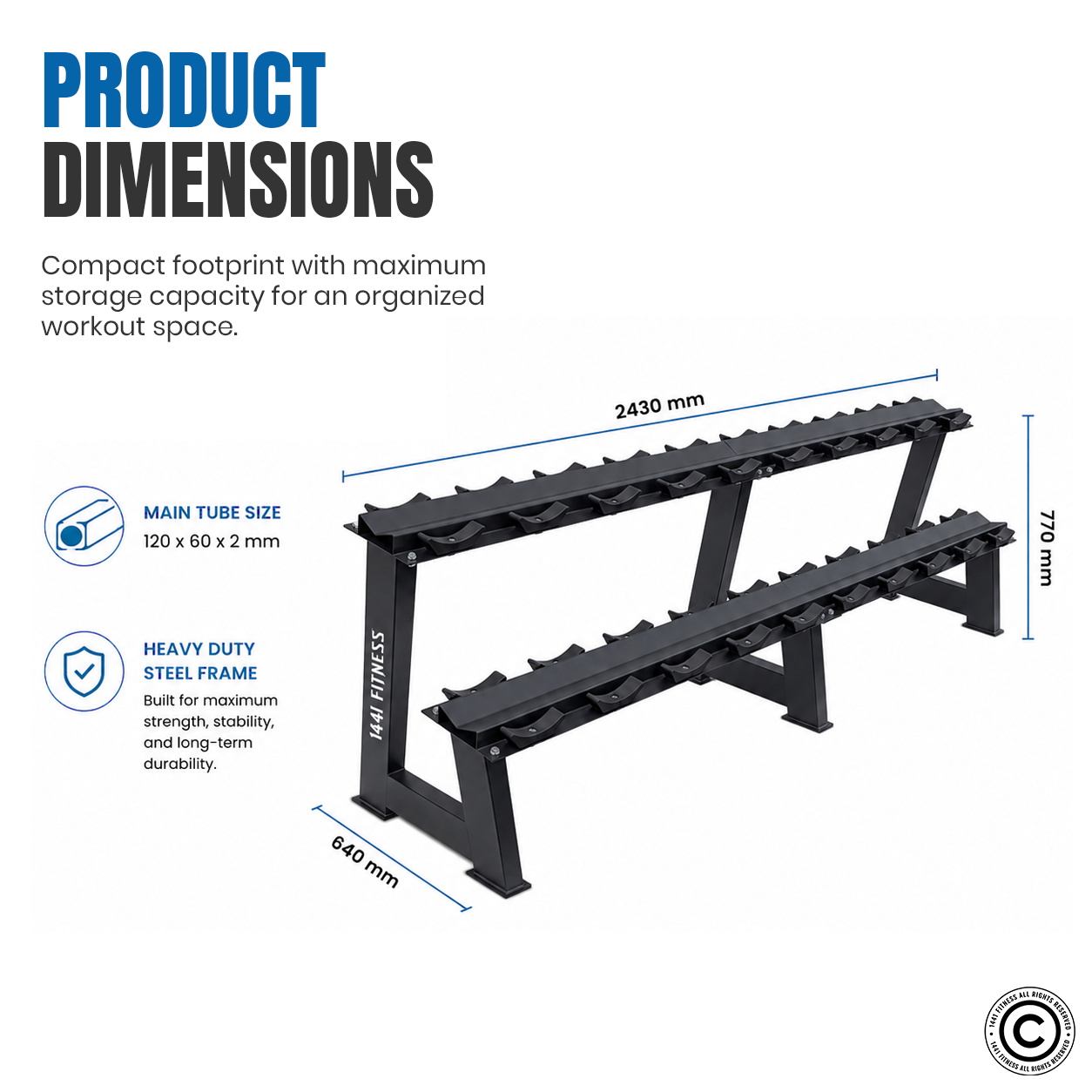 1441 Fitness 2 Tier Dumbbell Rack - 10 Pair