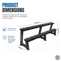 Thumbnail for 1441 Fitness 2 Tier Dumbbell Rack - 10 Pair