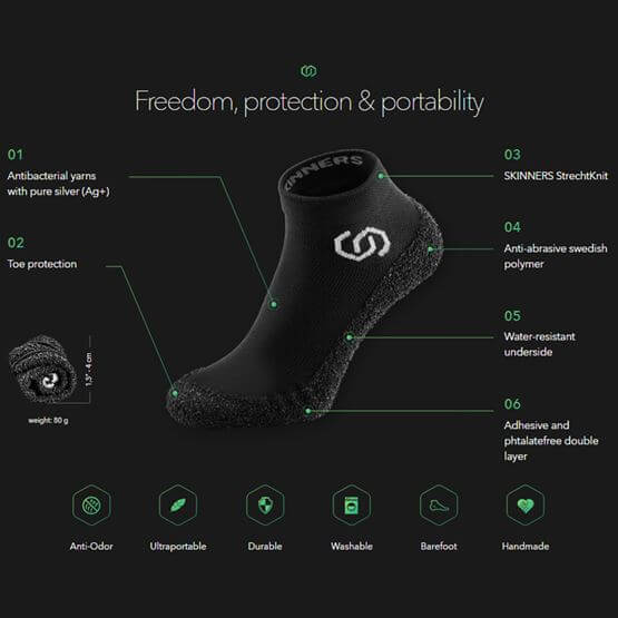 Skinners Sock - Ultra-Light for Running, Hiking, Yoga & Travel - Carmine