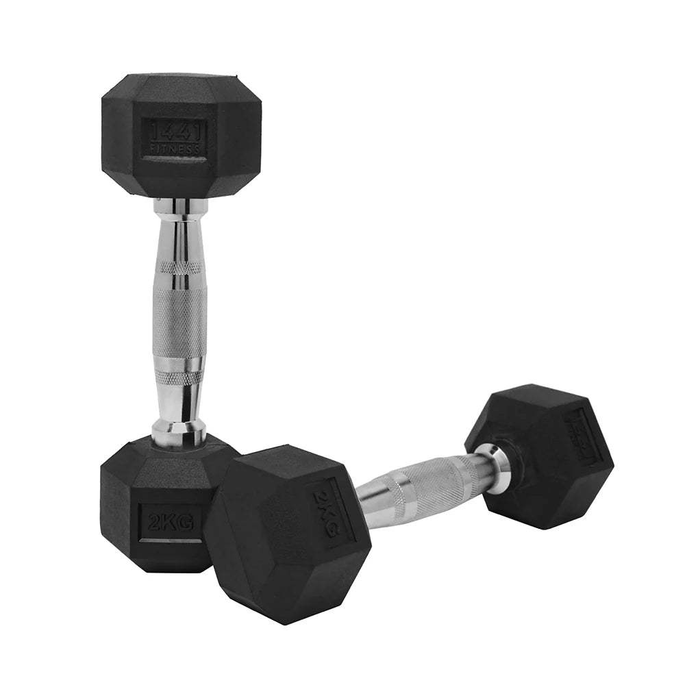 1441 Fitness Rubber Hex Dumbbells 1 Kg to 10 Kg (Sold as Pair)