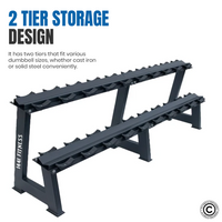 Thumbnail for 1441 Fitness 2 Tier Dumbbell Rack - 10 Pair