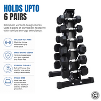 Thumbnail for 1441 Fitness Vertical Dumbbell Rack - 6 Pairs
