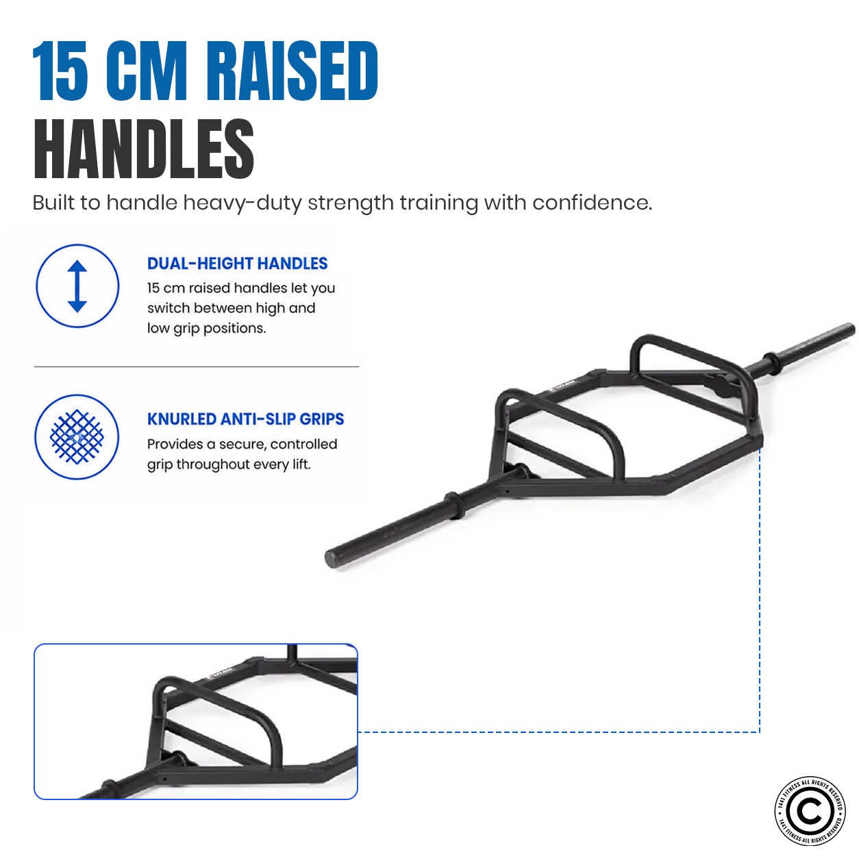 1441 Fitness Hex Trap Bar with Collars - Matt Black