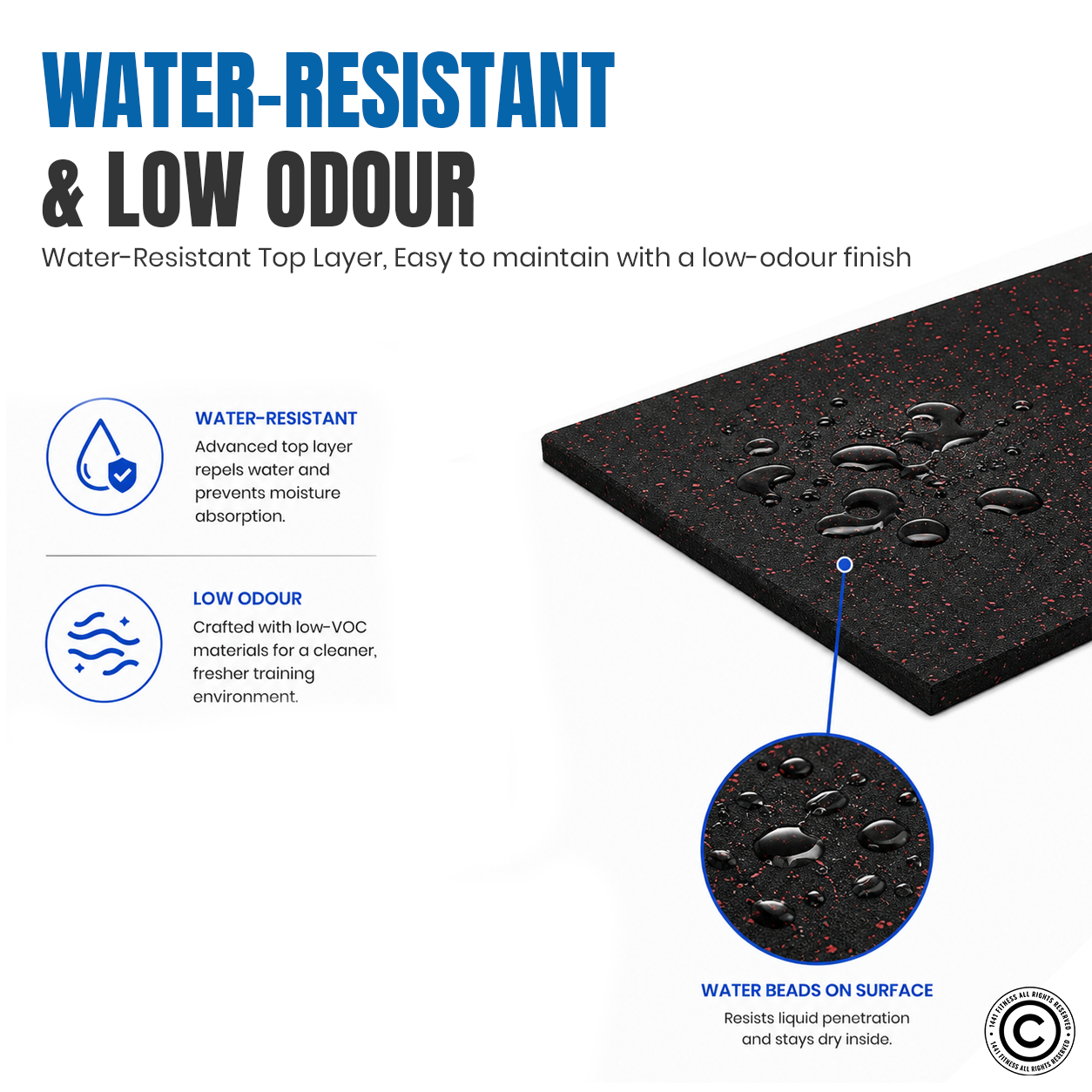 1441 Fitness Commercial Rubber Flooring for Gym 20 mm - 100 x 100 CM Speckled Red
