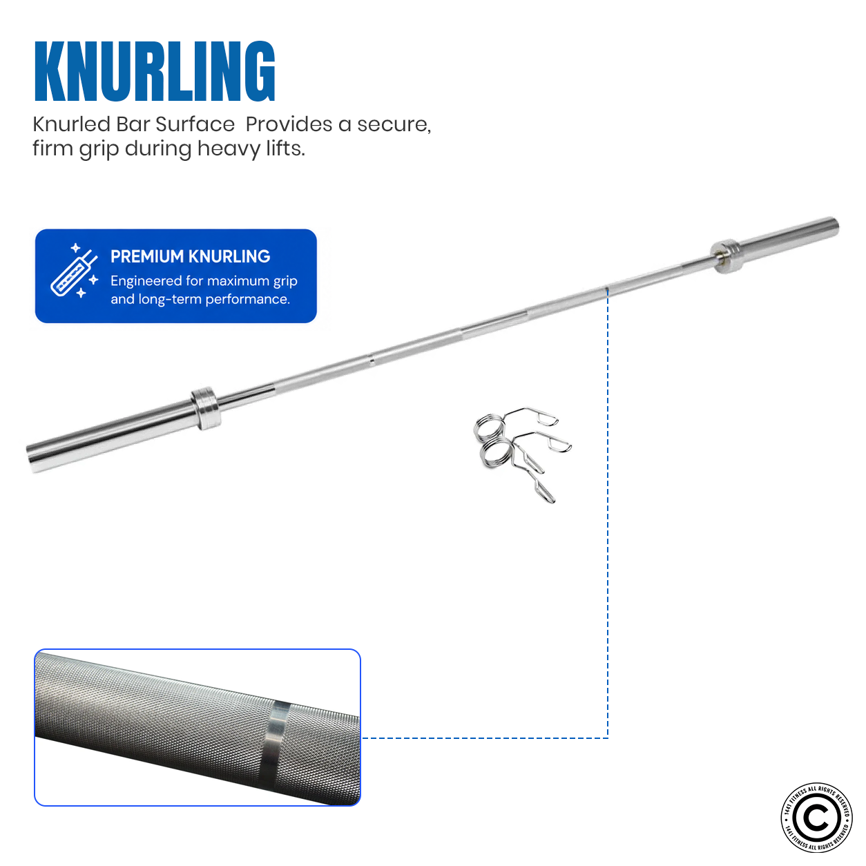 1441 Fitness 7 Ft Olympic Barbell with Collars - 20 Kg