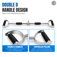 Thumbnail for 1441 Fitness Lat Attachment Double D Lat Pull Down with Rubber Grip - 90 cm
