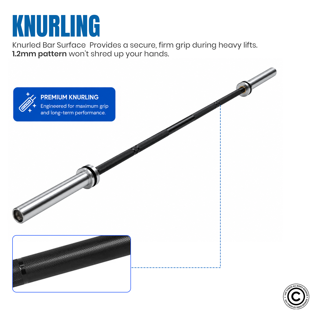 Weightlifting / Powerlifting Barbell Bar - Black